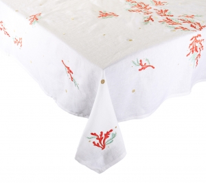 Kim Seybert Coral Spray Tablecloth - 66 x 126