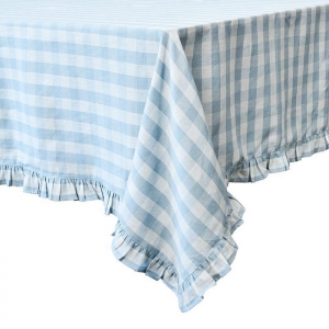 Juliska Gingham Ocean Ruffle Tablecloth - 60" x 120"