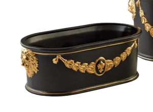 Mottahedeh Black / Gold Oval Cachepot