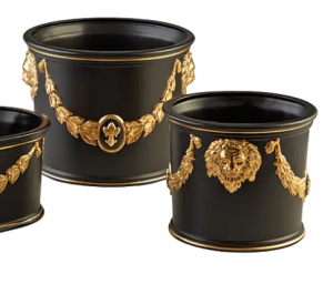 Mottahedeh Black Gold Round Cachepot - Large