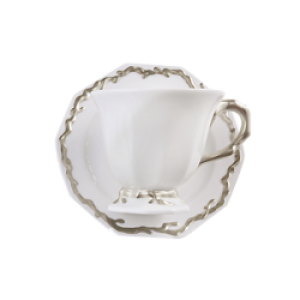 Mottahedeh Corallina Platinum Tea Cup & Saucer * Mottahedeh Corallina Platinum Tea Cup & Saucer *