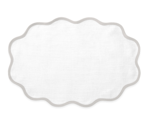 Matouk Scallop Edge Oval Placemat Classic Grey - Set of 4