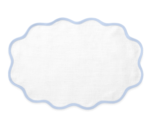Matouk Scallop Edge Oval Placemat Ice Blue - Set of 4