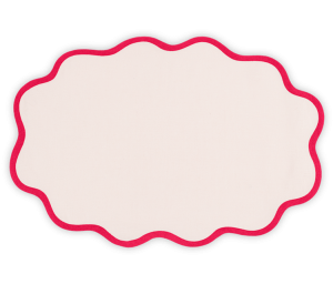 Matouk Scallop Edge Oval Placemat Pink/Azalea - Set of 4