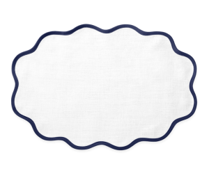 Matouk Scallop Edge Oval Placemat Sapphire - Set of 4