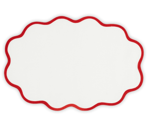 Matouk Scallop Edge Oval Placemat Scarlet - Set of 4