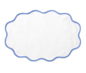 Matouk Scallop Edge Oval Placemat Sky Blue - Set of 4