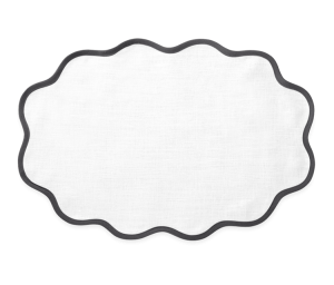 Matouk Scallop Edge Oval Placemat Smoke Grey - Set of 4