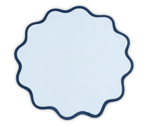 Matouk Scallop Edge Circle Placemat Ice Blue/Navy - Set 4