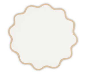 Matouk Scallop Edge Circle Placemat Oat - Set 4