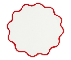 Matouk Scallop Edge Circle Placemat Scarlet - Set 4