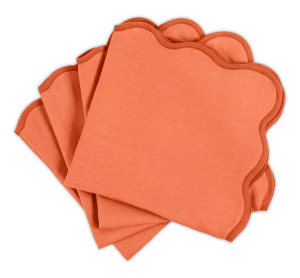 Matouk Scallop Edge Napkin Carnelian/Persimmon - 22" Square - Set of 4
