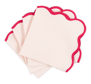 Matouk Scallop Edge Napkin Pink/Azalea - 22" Square - Set of 4