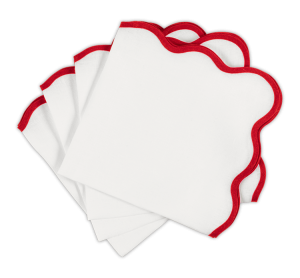 Matouk Scallop Edge Napkin Scarlet - 22" Square - Set of 4
