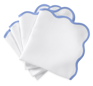 Matouk Scallop Edge Napkin Sky Blue - 22" Square - Set of 4
