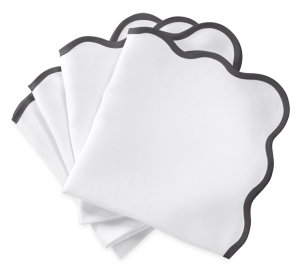 Matouk Scallop Edge Napkin Smoke Grey - 22" Square - Set of 4