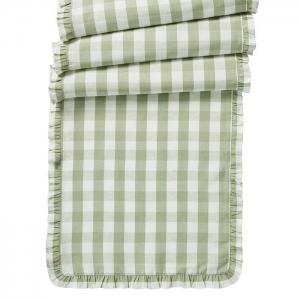 Juliska Gingham Seagrass Ruffle 18" x 90" Table Runner - 18" x 90"