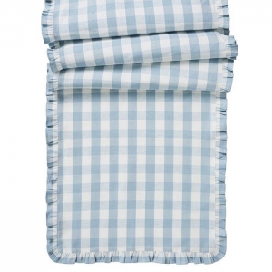 Juliska Gingham Ocean Ruffle Table Runner - 18" x 90"