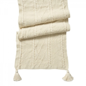 Juliska Berry & Thread Cable Knit Ivory Table Runner - 18" x 108"