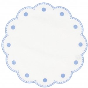 Vietri Tessuti White Round Placemats with Cornflower Blue Dots - Set of 4
