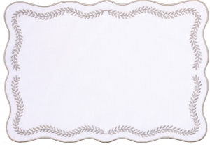 Vietri Tessuti White Rectangular Placemats with Natural Ivy - Set of 4