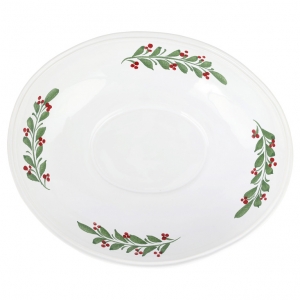 Vietri Aria Holiday Shallow Oval Bowl