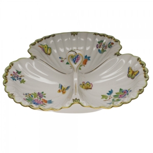 Herend Three Section Shell - Butterfly Herend Three Section Shell - Butterfly