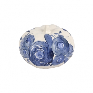 Vietri Blue Camellia Small Figural Pumpkin