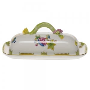 Herend Queen Victoria Butter Dish W/Branch 8.5"L