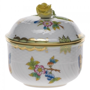 Herend Queen Victoria Covered Sugar w/ Rose - 6oz.