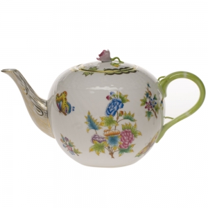 Herend Queen Victoria Tea Pot W/Rose (84 Oz) 6.75"H