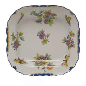 Herend Queen Victoria Blue Border Square Fruit Dish - Blue 11"Sq