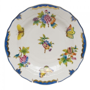 Herend Queen Victoria Blue Border Dessert Plate - Blue 8.25"D