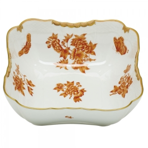 Herend Fortuna Rust Square Salad Bowl - 10"