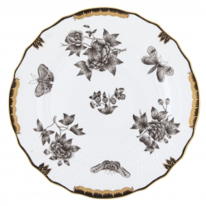 Herend Fortuna Black Dinner Plate - 10.5"