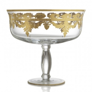 Arte Italica Vetro Gold Tall Footed Compote