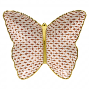 Herend Fishnet Butterfly Dish Rust