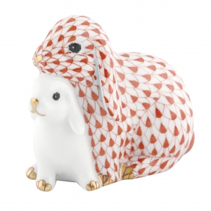 Herend Cuddling Bunnies - Rust