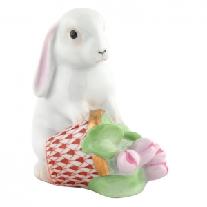 Herend Flowerpot Bunny - Rust
