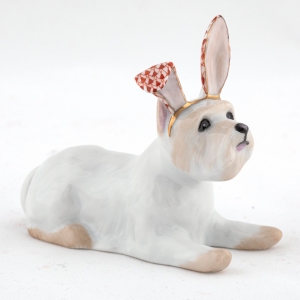 Herend Westie with Bunny Ears - Rust