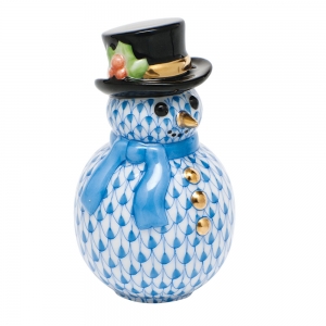 Herend Snowman with Scarf - Blue