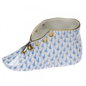 Herend Baby Shoe - Blue Fishnet