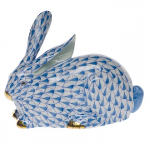 Herend Lying Rabbit Blue