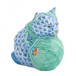 Herend Playful Kitten Blue