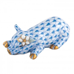 Herend Daisy the Pig - Blue