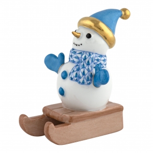 Herend Sledding Snowman - Blue