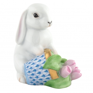 Herend Flowerpot Bunny - Blue