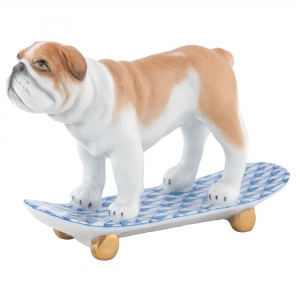 Herend Skateboarding Bulldog - Blue