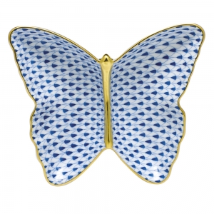 Herend Fishnet Butterfly Dish Sapphire