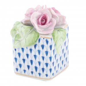 Herend Roses In Vase - Sapphire